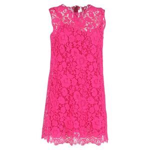 Dolce & Gabbana Lace Pattern Mini Dress in Pink Cotton